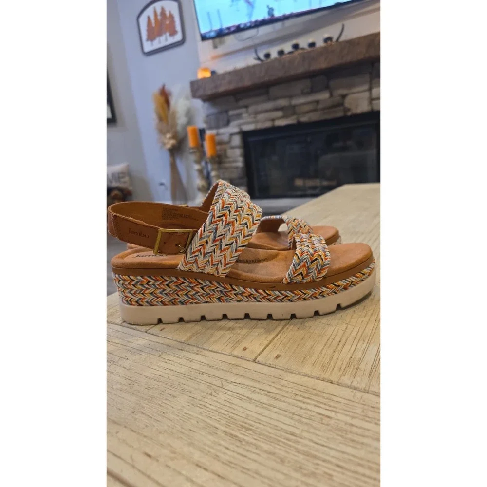 Jambu Destiny Womens 10M Multi Color Woven Platform Wedge Sandals J4DES15 Boho